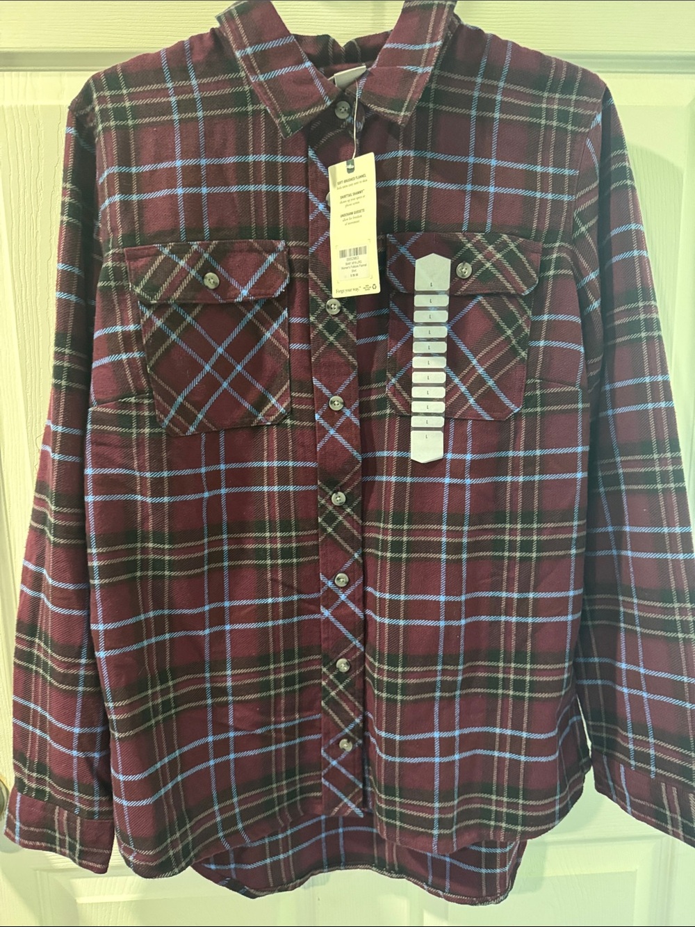 Duluth Trading Co Burgundy Plaid Button-Down Shirt